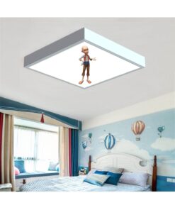 Kel Oğlan 60x60 Çocuk odası avize modelleri, baskılı çocuklar için kare avize, 54wat led tavana model