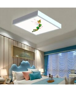 Tinker Bell 60x60 Çocuk odası avize modelleri, baskılı çocuklar için kare avize, 54wat led tavana model