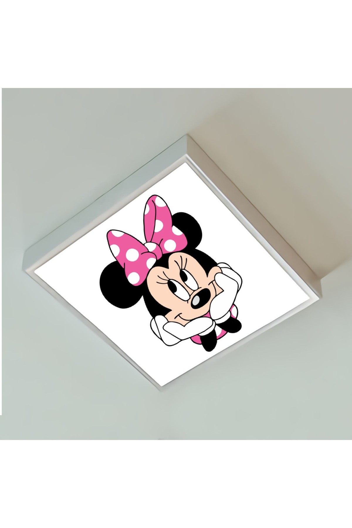 Minnie Mouse 60x60 Çocuk odası avize modelleri, 54wat led, tavana model avize,çocuklar için kare avize - Görsel 3