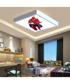 Ağ Atan Spiderman 60x60 Çocuk odası avize modelleri, baskılı çocuklar için kare avize, 54wat led tavana model
