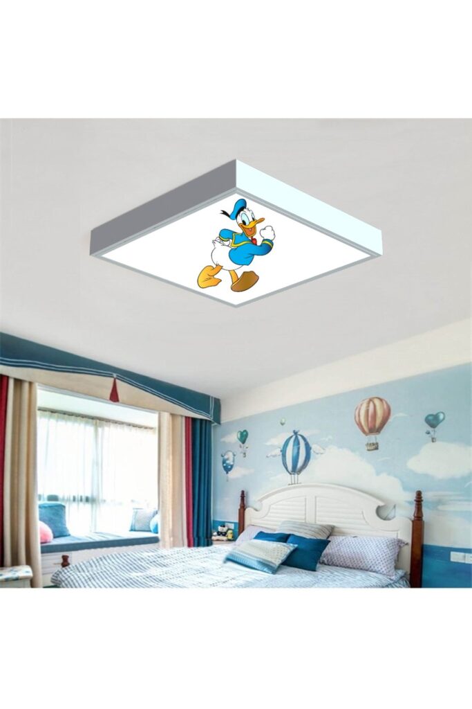 Donal Duck 60x60 Çocuk odası avize modelleri, baskılı çocuklar için kare avize, 54wat led tavana model