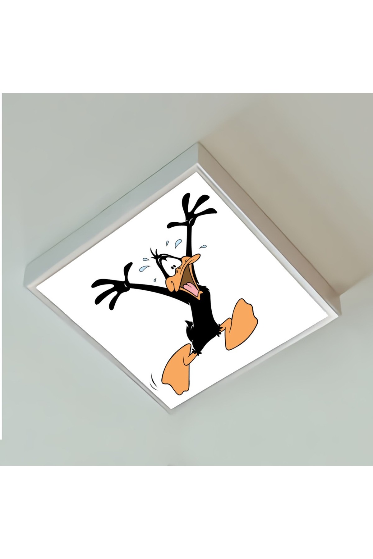 Çılgın Ördek 60x60 Çocuk odası avize modelleri, 54wat led, tavana model avize, baskılı çocuklar için kare avize - Görsel 4