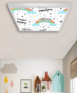 Magic Dreams Çocuk odası avize modelleri, 60x60 baskılı kare avize, 54wat led tavana model