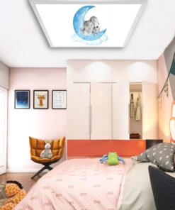Alternative view of Uyuyan Fil Çocuk odası avize modelleri, 60x60 baskılı kare avize, 54wat led tavana model