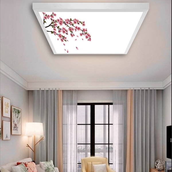 Çiçekli Ağaç Oturma odası avize modelleri, 60x60 baskılı kare Salon avize, 54wat led tavana model