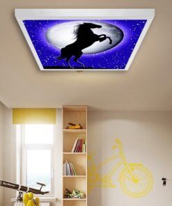 Gece Çocuk odası avize modelleri, 60x60 baskılı kare avize, 54wat led tavana model