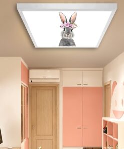 Tavşancık Çocuk odası avize modelleri, 60x60 baskılı kare avize, 54wat led tavana model