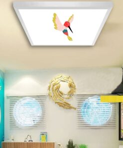 Hummingbird Çocuk odası avize modelleri, 60x60 baskılı kare avize, 54wat led tavana model