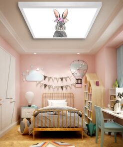 Alternative view of Tavşancık Çocuk odası avize modelleri, 60x60 baskılı kare avize, 54wat led tavana model
