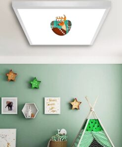Geyik Çocuk odası avize modelleri, 60x60 baskılı kare avize, 54wat led tavana model