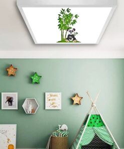 Bambular Ve Panda Çocuk odası avize modelleri, 60x60 baskılı kare avize, 54wat led tavana model