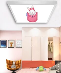 Uyuyan Tavşan Çocuk odası avize modelleri, 60x60 baskılı kare avize, 54wat led tavana model