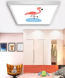 Flamingo Çocuk odası avize modelleri, 60x60 baskılı kare avize, 54wat led tavana model