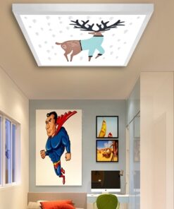 Ren Geyiği Çocuk odası avize modelleri, 60x60 baskılı kare avize, 54wat led tavana model