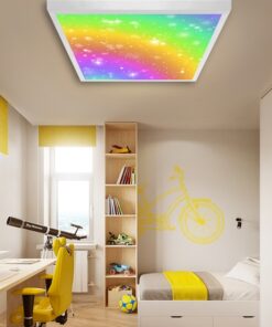 Alternative view of Parıltılı Gökkuşağı Çocuk odası avize modelleri, 60x60 baskılı kare avize, 54wat led tavana model