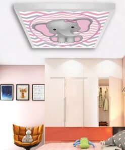Küçük Fil Çocuk odası avize modelleri, 60x60 baskılı kare avize, 54wat led tavana model