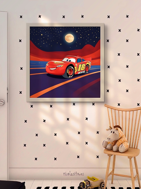 Kırmızı Şimşek Çocuk Odası Led Tablo – 60x60 cm | Sıva Üstü Montajlı, Tak-Çalıştır Sistem, Arapuarlı