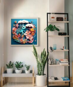 Alternative view of 3D Baskı Tasarımlı Modern Led Tablo – 60x60 cm | Sıva Üstü Montajlı, Tak-Çalıştır Sistem, Arapuarlı