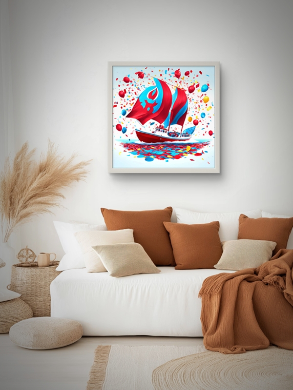 Trabzon ve Spor Yelkenli Led Tablo – 60x60 cm | Sıva Üstü Montajlı, Tak-Çalıştır Sistem, Arapuarlı - Görsel 4