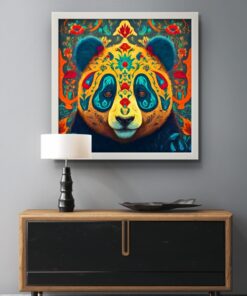 Desenli Panda Led Tablo – 60x60 cm | Sıva Üstü Montajlı, Tak-Çalıştır Sistem, Arapuarlı