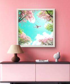 Yeşil Gökyüzü Doğa Led Tablo – 60x60 cm | Sıva Üstü Montajlı, Tak-Çalıştır Sistem, Arapuarlı