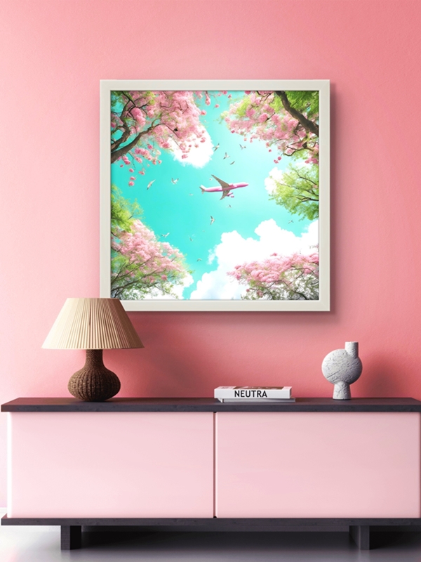 Yeşil Gökyüzü Doğa Led Tablo – 60x60 cm | Sıva Üstü Montajlı, Tak-Çalıştır Sistem, Arapuarlı