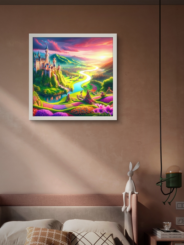 Görkemli Şato Led Tablo – 60x60 cm | Sıva Üstü Montajlı, Tak-Çalıştır Sistem, Arapuarlı - Görsel 3