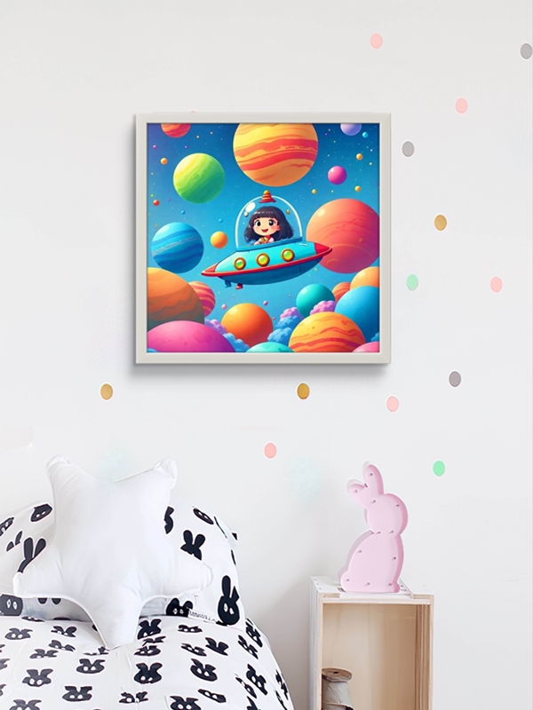 Uzay Gemisi Çocuk Odası Led Tablo – 60x60 cm | Sıva Üstü Montajlı, Tak-Çalıştır Sistem, Arapuarlı - Görsel 5