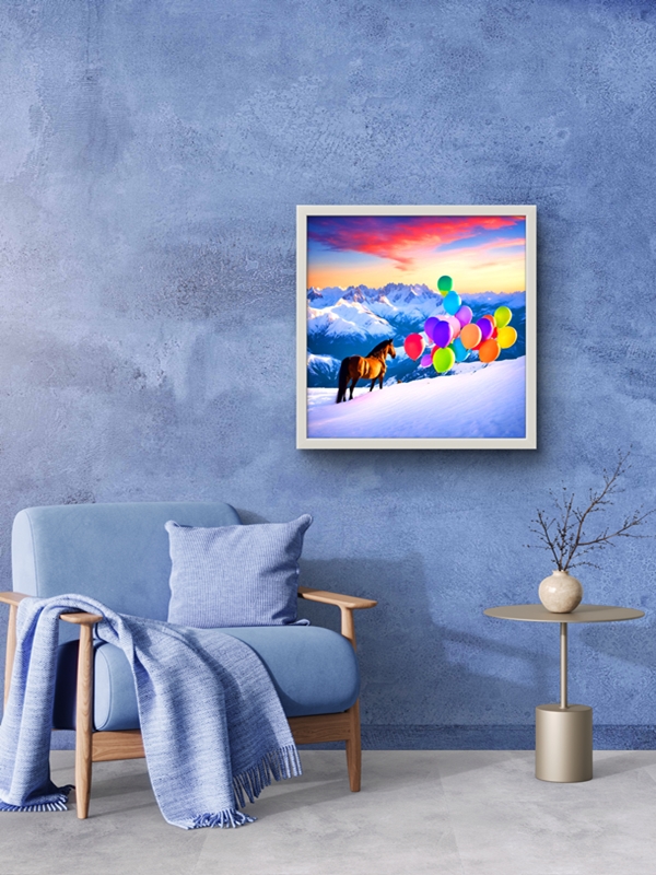 Karda Yürüyen Atlar Serisi, Led Tablo – 60x60 cm | Sıva Üstü Montajlı, Tak-Çalıştır Sistem - Görsel 3