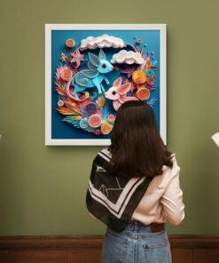 3D Baskı Tasarımlı Modern Led Tablo – 60x60 cm | Sıva Üstü Montajlı, Tak-Çalıştır Sistem, Arapuarlı