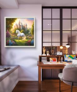 Şatodaki At Led Tablo – 60x60 cm | Sıva Üstü Montajlı, Tak-Çalıştır Sistem, Arapuarlı