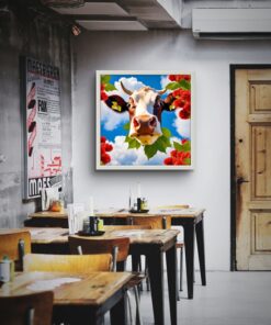 Alternative view of Gökyüzü ve İnek Led Tablo –Mutfak led, 60x60 cm | Sıva Üstü Montajlı, Tak-Çalıştır Sistem, Arapuarlı