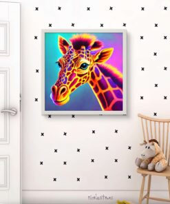 Neon Baskılı Zürefa Led Tablo – 60x60 cm | Sıva Üstü Montajlı, Tak-Çalıştır Sistem, Arapuarlı