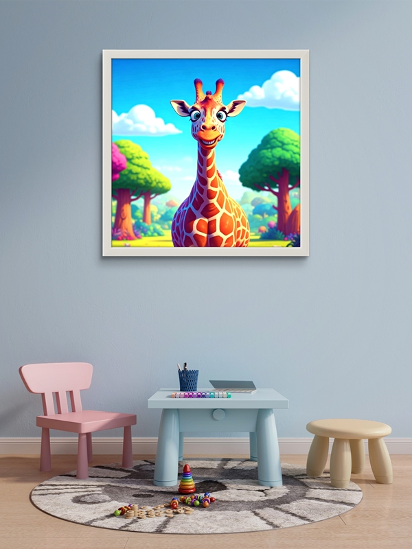Doğadaki Zürefa Led Tablo – 60x60 cm | Sıva Üstü Montajlı, Tak-Çalıştır Sistem, Arapuarlı - Görsel 3
