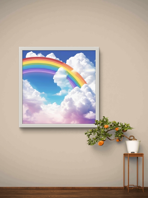 Gökkuşağı Bebek Çocuk Odası Led Tablo – 60x60 cm | Sıva Üstü Montajlı, Tak-Çalıştır Sistem