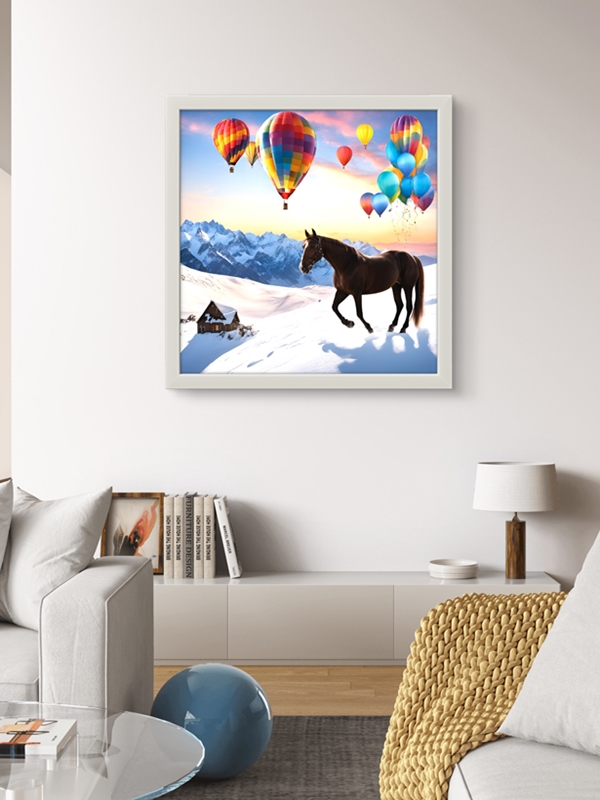 At ve Balonalar, Renkli Led Tablo – 60x60 cm | Sıva Üstü Montajlı, Tak-Çalıştır Sistem-Yapay Zeka - Görsel 4