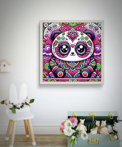 Desenli Sevimli Panda Led Tablo – 60x60 cm | Sıva Üstü Montajlı, Tak-Çalıştır Sistem, Arapuarlı