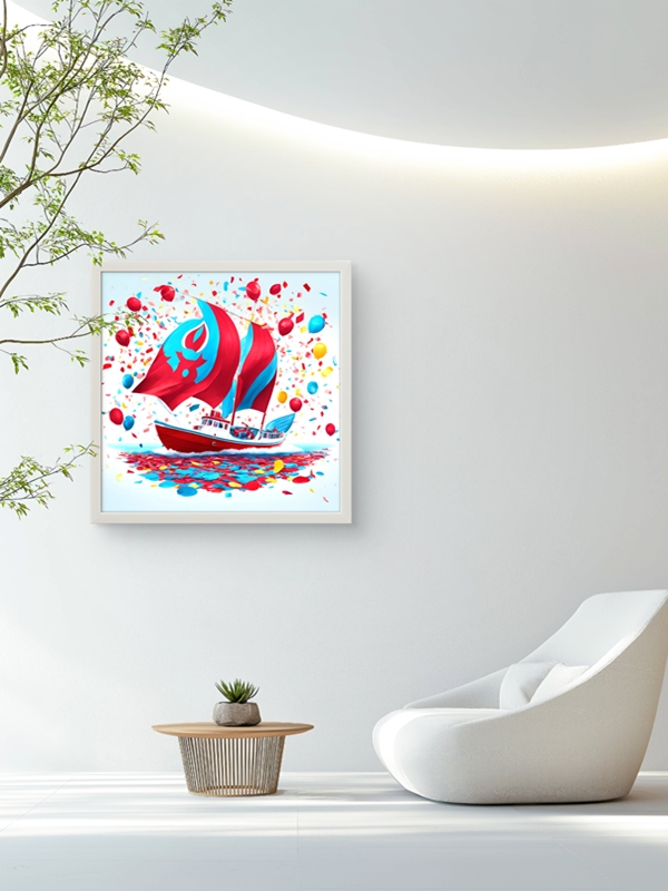 Trabzon ve Spor Yelkenli Led Tablo – 60x60 cm | Sıva Üstü Montajlı, Tak-Çalıştır Sistem, Arapuarlı - Görsel 3