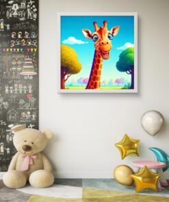 Şapşik Zürefa Led Tablo – 60x60 cm | Sıva Üstü Montajlı, Tak-Çalıştır Sistem, Arapuarlı