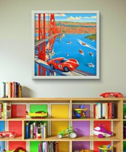 Çılgın Araba İstanbul Boğazı Led Tablo – 60x60 cm | Sıva Üstü Montajlı, Tak-Çalıştır Sistem