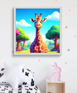 Doğadaki Zürefa Led Tablo – 60x60 cm | Sıva Üstü Montajlı, Tak-Çalıştır Sistem, Arapuarlı