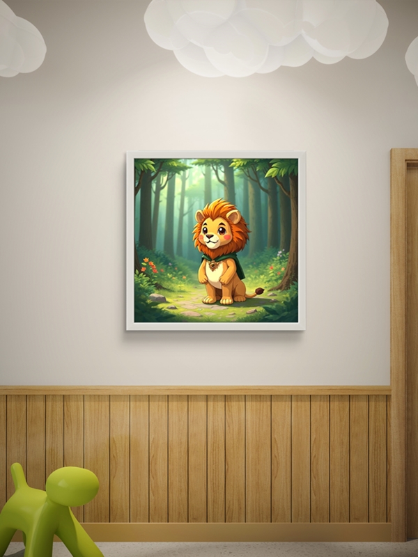 Yavru Aslan Led Tablo – 60x60 cm | Sıva Üstü Montajlı, Tak-Çalıştır Sistem, Arapuarlı - Görsel 3