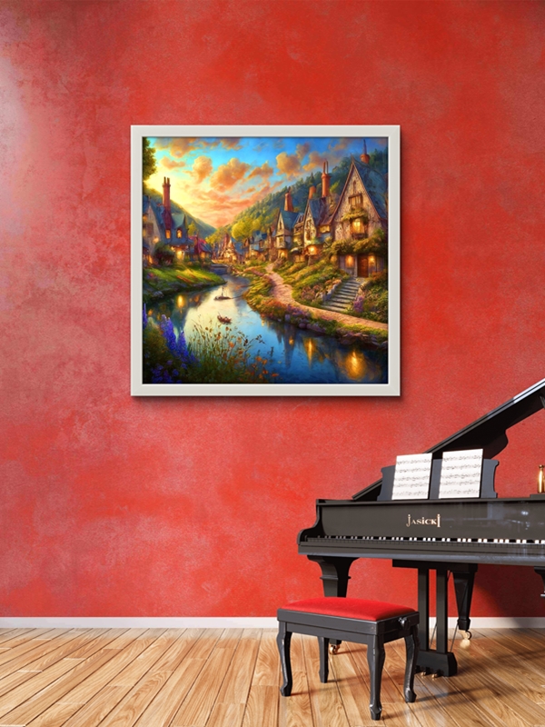 Gizemli Kasaba Çocuk Odası Led Tablo – 60x60 cm | Sıva Üstü Montajlı, Tak-Çalıştır Sistem, Arapuarlı