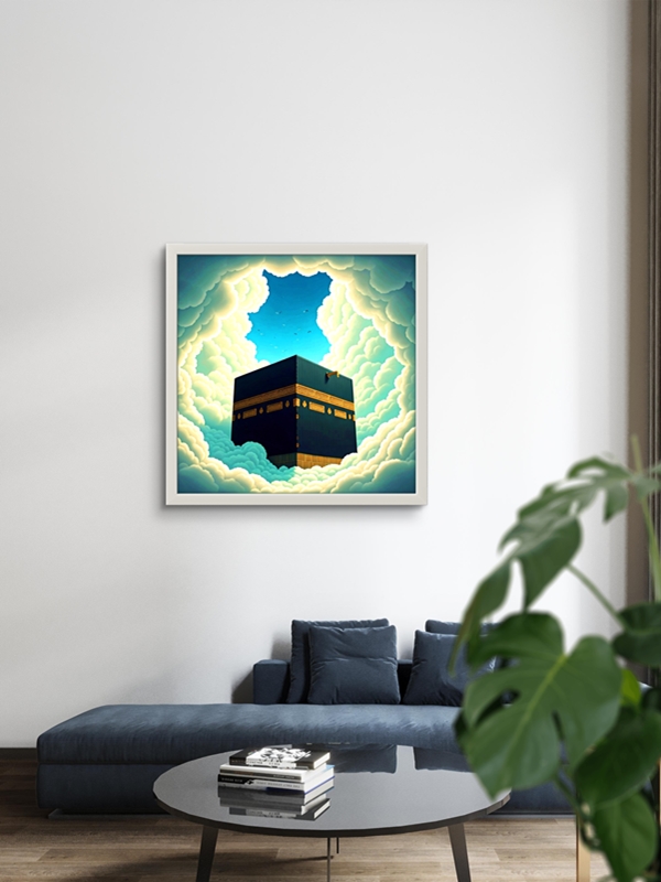 Güzel Kâbe-i Muazzama Led Tablo – 60x60 cm | Sıva Üstü Montajlı, Tak-Çalıştır Sistem, Arapuarlı