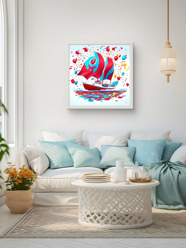 Trabzon ve Spor Yelkenli Led Tablo – 60x60 cm | Sıva Üstü Montajlı, Tak-Çalıştır Sistem, Arapuarlı