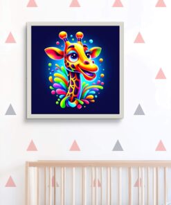 Sevimli Şapşik Zürefa Led Tablo – 60x60 cm | Sıva Üstü Montajlı, Tak-Çalıştır Sistem, Arapuarlı