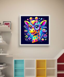 Sevimli Zürefa Led Tablo – 60x60 cm | Sıva Üstü Montajlı, Tak-Çalıştır Sistem, Arapuarlı