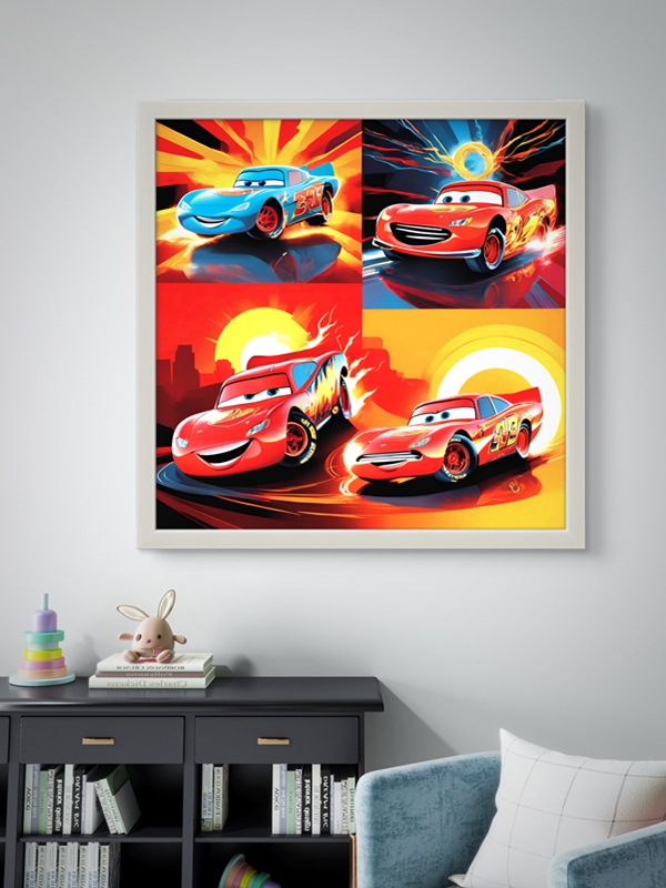Çılgın Canavar Arabalar Led Tablo – 60x60 cm | Sıva Üstü Montajlı, Tak-Çalıştır Sistem, Arapuarlı - Görsel 5