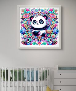 Renkli Panda Led Tablo – 60x60 cm | Sıva Üstü Montajlı, Tak-Çalıştır Sistem, Arapuarlı