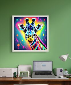 Neon Zürefa Led Tablo – 60x60 cm | Sıva Üstü Montajlı, Tak-Çalıştır Sistem, Arapuarlı